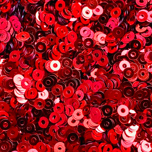 3mm Red Sequins, Shiny Metallic Flat Round Loose Sequins- Center Hole www.ArtBeeCrafts.com