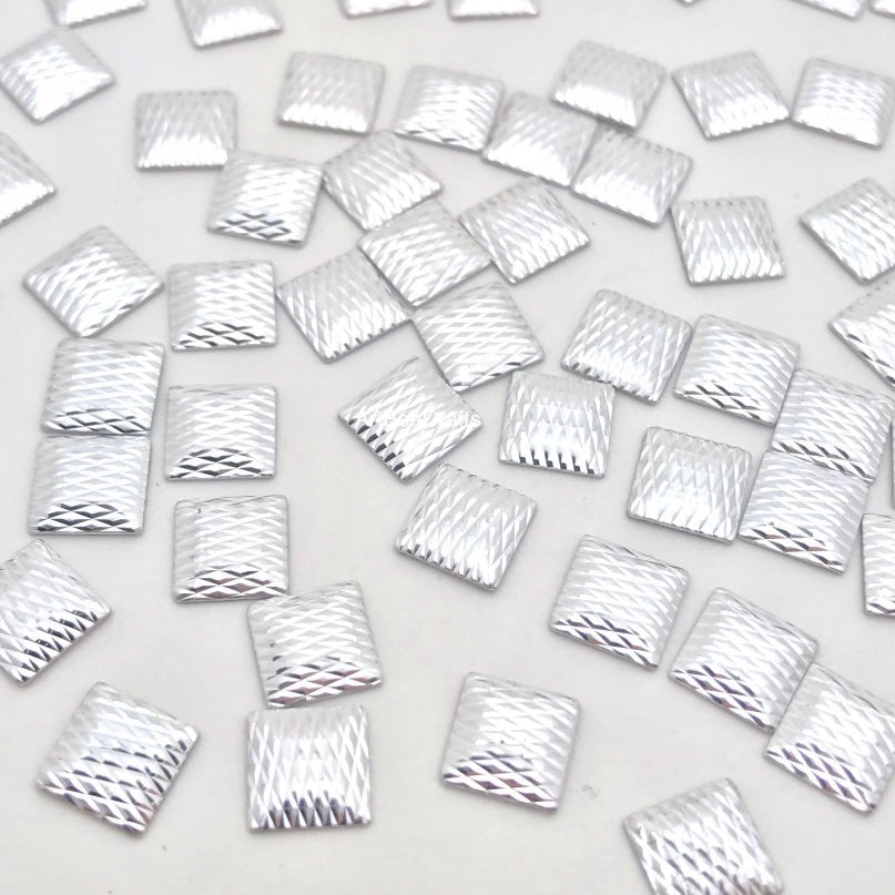 Silver Square Check Shaped Hotfix Nailhead / Available Sizes 3x3mm, 7x7mm  / 100pc