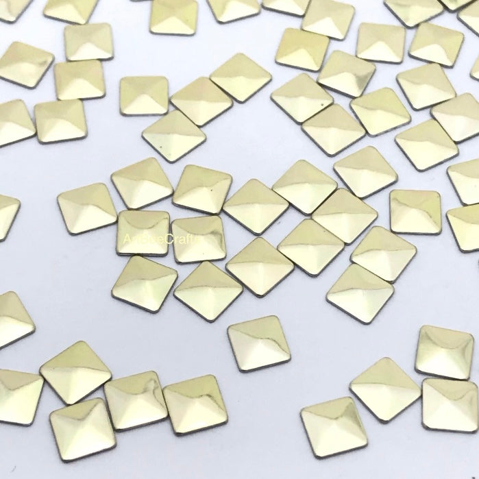 Light Gold Square Pyramid Shaped Hotfix Nailhead / Available Size 5x5mm / 100pc