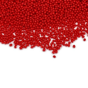 Scarlet Red- Microbeads 0.8mm - 1.2mm- No Holes Caviar Beads https://www.artbeecrafts.com/products/scarlet-red-microbeads-0-8mm-1-2mm-no-holes-caviar-beads Tiny but dynamic, these undrilled microbeads add a textural dimension to designs. Excellent for scrapbooking, embellishments, jewelry, nail art, and many other home or professional décor projects. Size may vary. Options sold by the weight