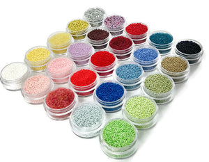 Microbeads Set 25 Colors Assortment No Holes 0.2mm - 1.2mm -Caviar Bea… https://www.artbeecrafts.com/products/microbeads-set-25-colors-assortment-no-holes-0-2mm-1-2mm-caviar-beads Microbeads Set 25 Colors Assortment No Holes 0.2mm - 1.2mm -Caviar Beads Tiny but dynamic, these undrilled plastic microbeads add a textural dimension to designs. Excellent for scrapbooking, embellishments, jewelry, nail art, and many other home or professional décor projects. Size may vary. www.ArtBeeCrafts.com