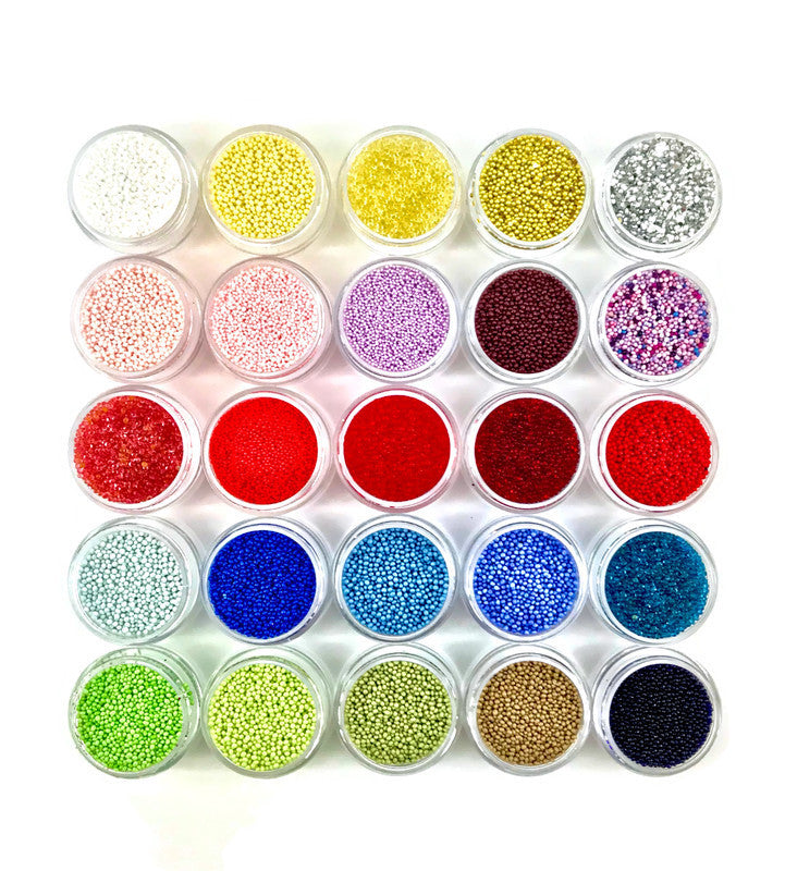 Microbeads Set 25 Colors Assortment No Holes 0.2mm - 1.2mm -Caviar Bea… https://www.artbeecrafts.com/products/microbeads-set-25-colors-assortment-no-holes-0-2mm-1-2mm-caviar-beads Microbeads Set 25 Colors Assortment No Holes 0.2mm - 1.2mm -Caviar Beads Tiny but dynamic, these undrilled plastic microbeads add a textural dimension to designs. Excellent for scrapbooking, embellishments, jewelry, nail art, and many other home or professional décor projects. Size may vary. www.ArtBeeCrafts.com